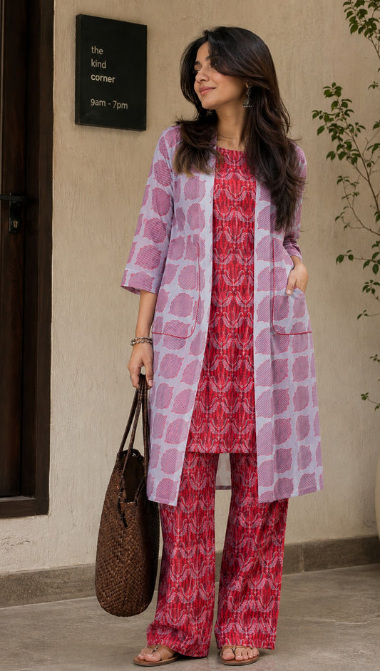 A-line Kurta Set with Koti.