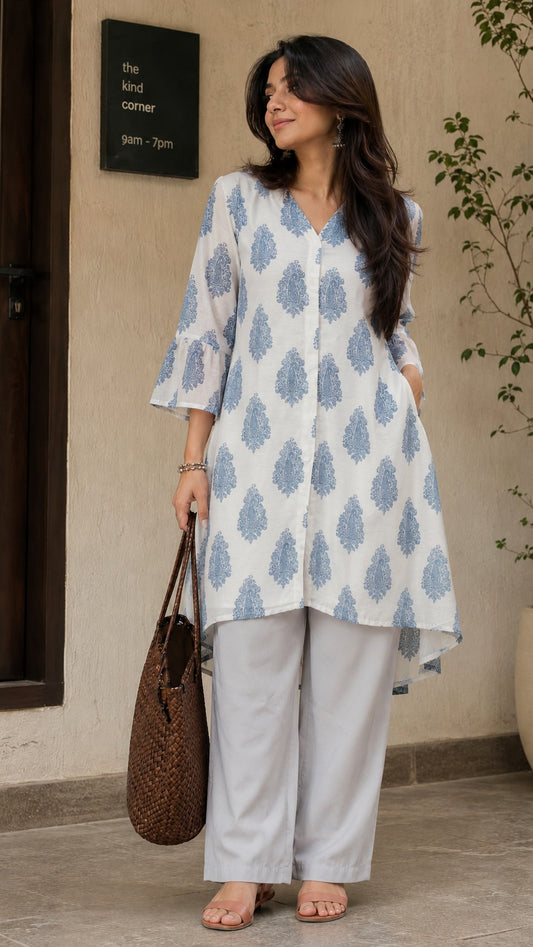 Motif Print Kurta Set .