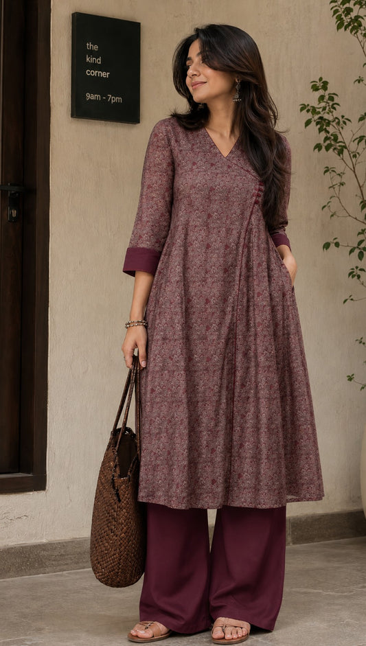 Jal Print Angrakha Kurta Set.