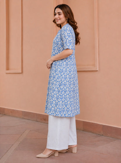 Asmani V- Neck Kurta Set.