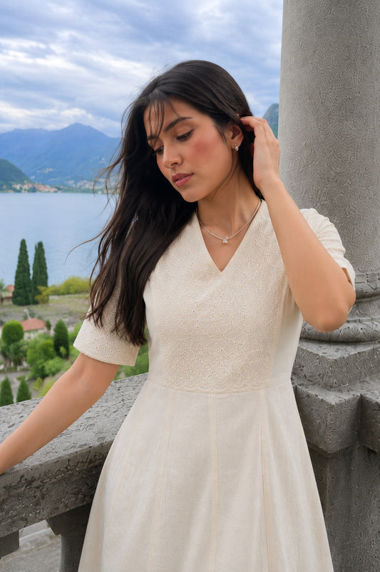 Schiffli A- Line Dress.