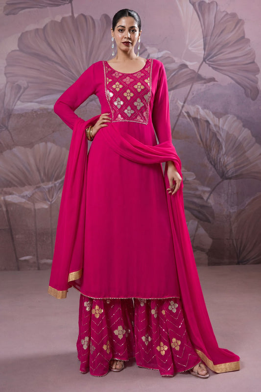 Pink Straight Suit Ghara Set With Dupatta (Copy)