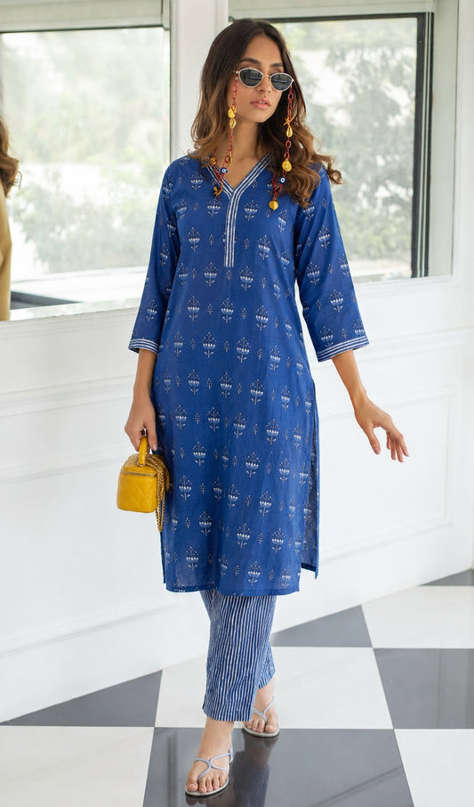 Indigo Kamal A-line Kurta set.